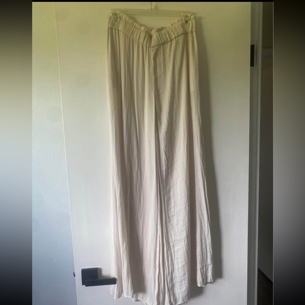 Flowy Cream Wide-Leg Pants